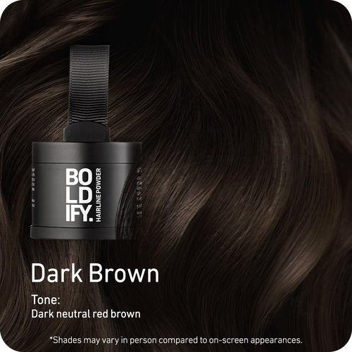 BOLDIFY Hairline Powder - Water-Resistant Gray Coverage for Thinning Hair - Dark Brown, 24-Hour Stain-Proof