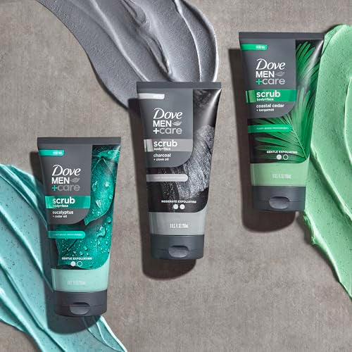 Dove Men+Care Eucalyptus Body and Face Scrub Deeply Exfoliates for Hydrated & Nourished Skin 100% Gentle Cleanser, No Sulfate Cleansers or Parabens