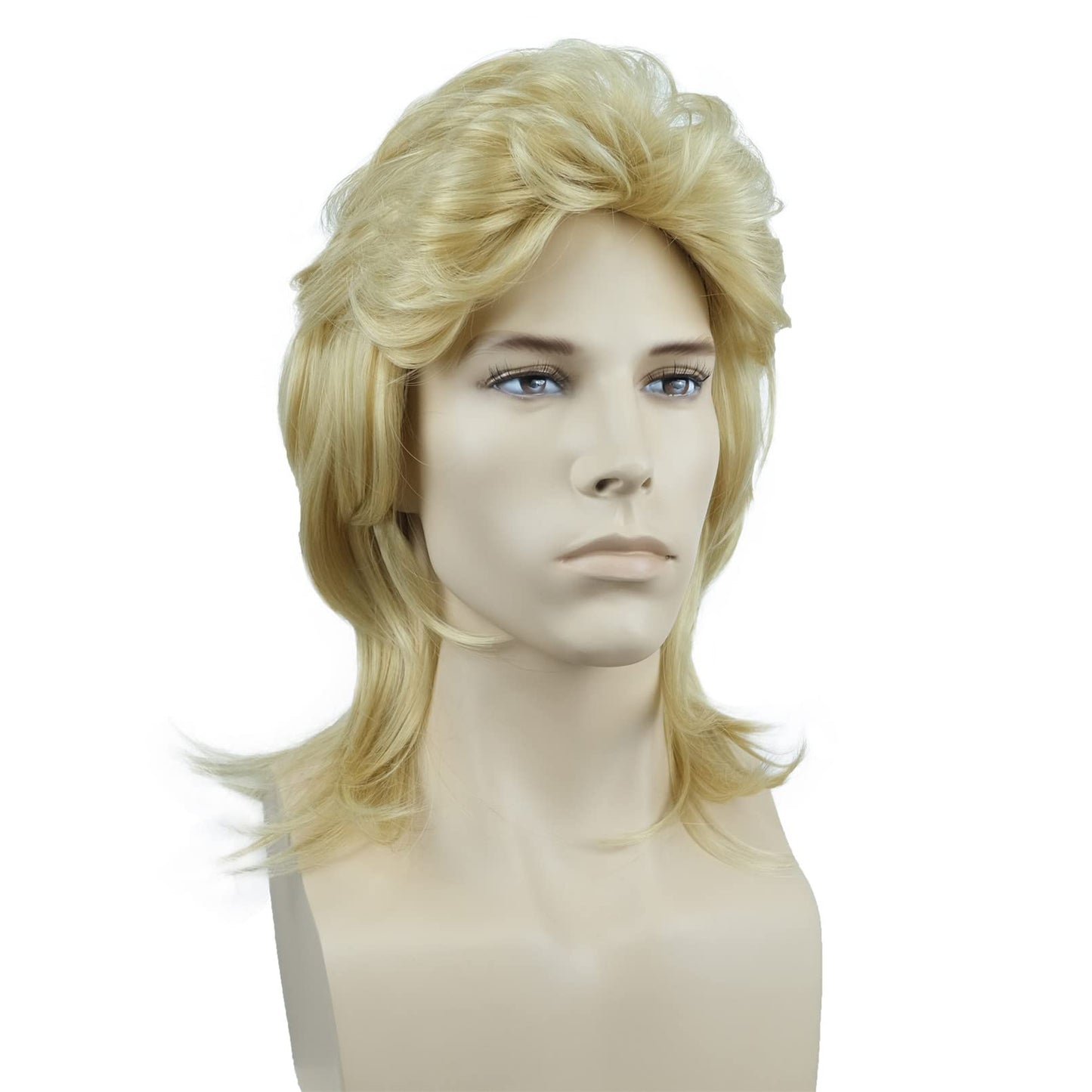 Aimole Mens Gold Wig Retro 70s 80s Costumes Fancy Party Disco Rocker Punk Halloween Cosplay Wigs