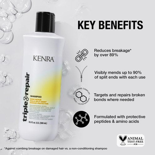 Kenra Triple Repair Conditioner - Strengthens & Repairs Damaged Hair | Targets Split Ends | Sulfate-Free