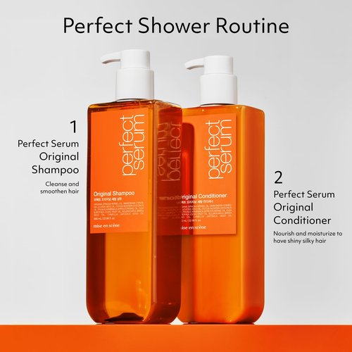 Mise En Scene Perfect Serum Original Conditioner For Damaged Hair, Nutrient Care With Argan Oil, Containing Jojoba-Seed-Oil For Smooth, Glossy Texture, 22.99 Fl. Oz.