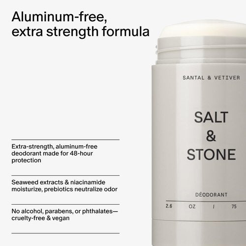 Salt & Stone Aluminum-Free Deodorant - Extra Strength 48-Hour Protection | Trio Set with Seaweed Extracts, Niacinamide & Prebiotics
