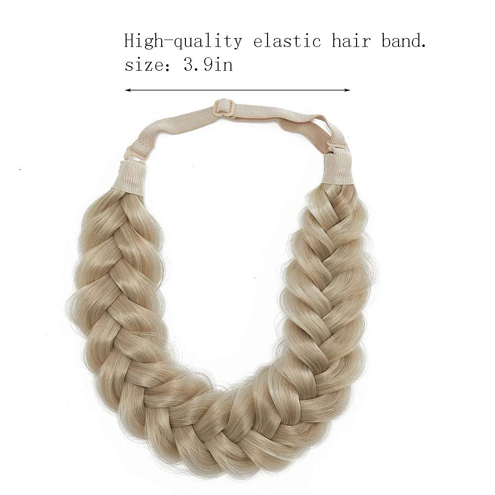 TOECWEGR Synthetic Hair Braided Headband Classic Wide Strands Wedding Disorderly Fluffy Braids Wig Band Women Beauty Accessory