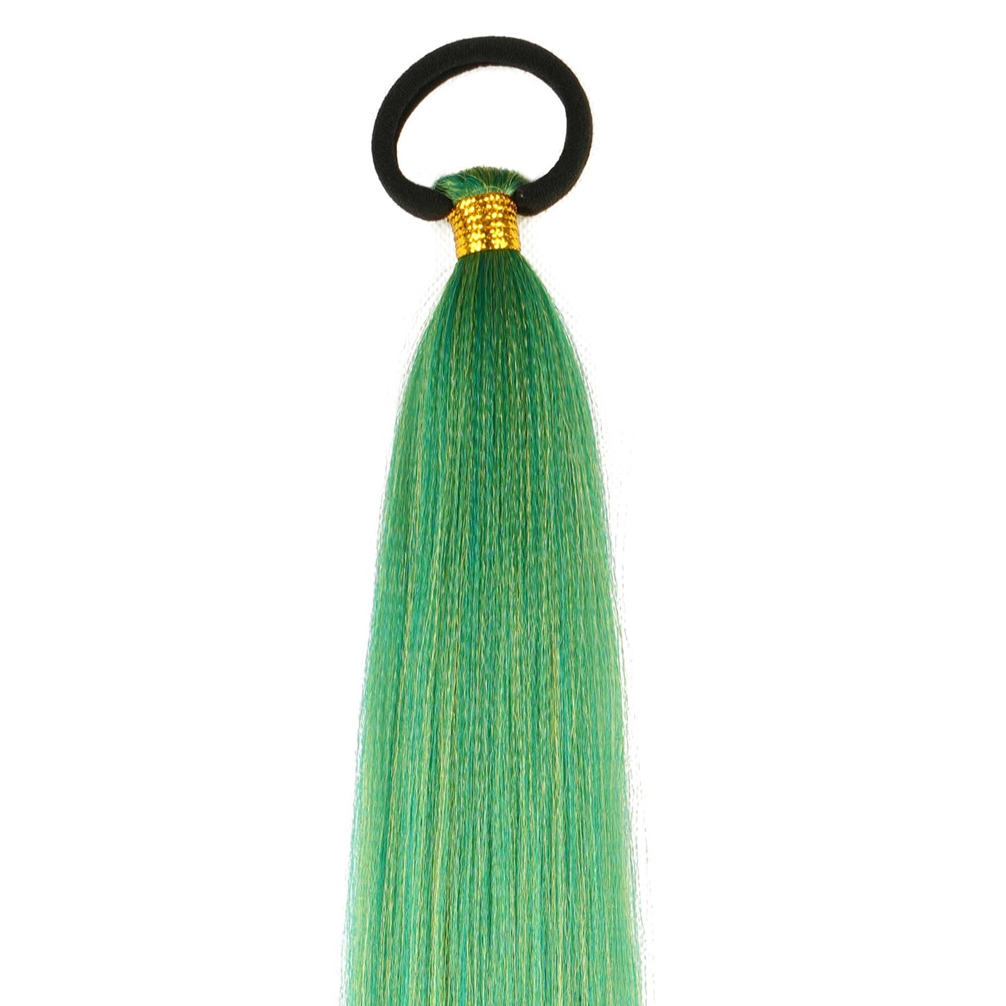 Braided Ponytail Extension With Hair Tie, Straight Wrap with Braid Ponytail Extension Green Yellow Gradient Synthetic Hair Pieces 26 Inch (Green/Yellow#)