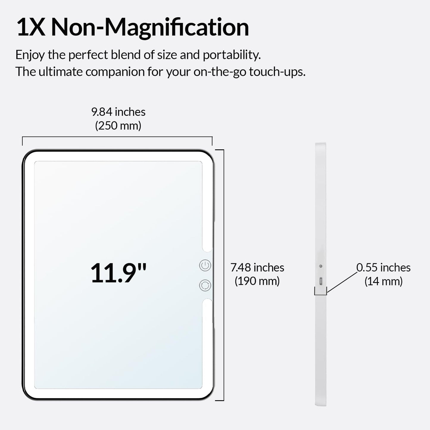 HUGOAI Vanity Mirror with Lights - Travel Makeup Mirror, Portable Lighted Travel Mirror, 2000mAh Rechargeable 100 LED, Birthday Gifts for Women and Mom, 11.9", Black