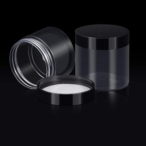 24 Pieces Empty Clear Plastic Jars with Lids Round Storage Containers Wide-Mouth for Beauty Product Cosmetic Cream Lotion Liquid Butter Craft and Food (Black Lid, 8 oz)
