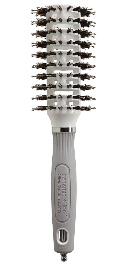 Olivia Garden Ceramic + Ion Turbo Vent Pro Hair Brush - Round Dry Brush - Not Electrical - Professional Blowout Brush for Fine Hair - For Short and Medium Lengths