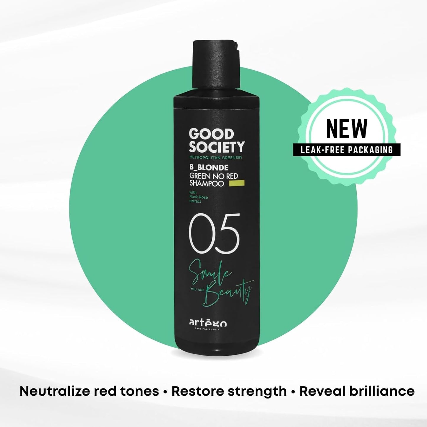 Artègo Good Society B_Blonde Green No Red Shampoo - Tone Neutralizing Formula for Blonde & Bleached Hair | 8.5 fl oz
