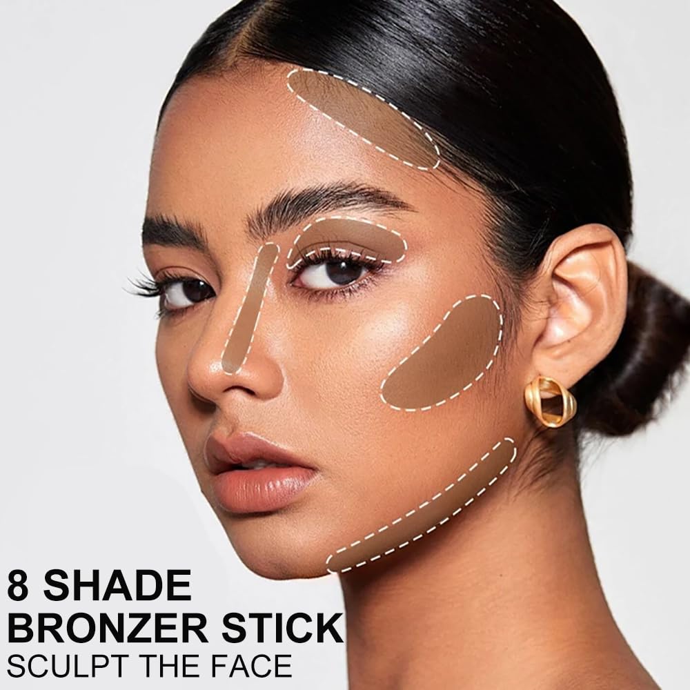 Skiennix Cream Bronzer Stick - Multi-Use Contour Wand for Face Shaping | Matte Finish, Waterproof, Buildable Color (#22, 1PC)
