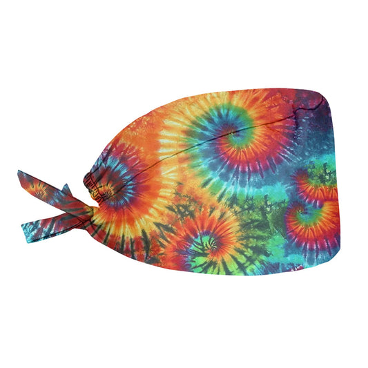 JEOCODY Colorful Tie Dye Cap, Working Cap Shower Hat with Sweatband Breathable Headgear for Women/Men