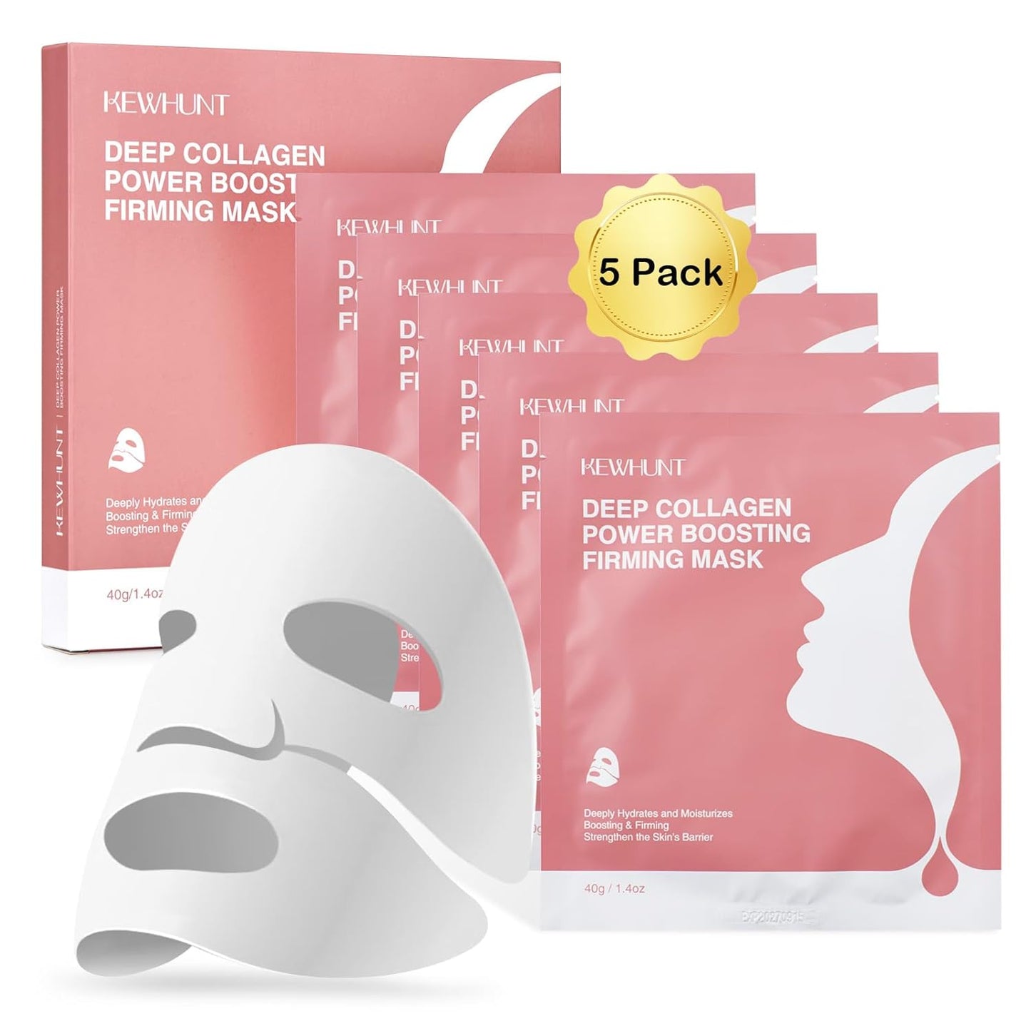 Skiennix Deep Collagen Face Mask - Hydrating Hydrogel for Firmness & Elasticity | 40g x 5 Pack