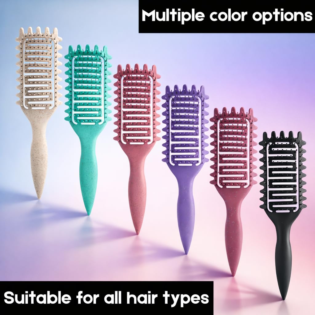 Skiennix Curl Defining Brush - Vented Detangling Tool for Curly Hair | Lightweight & Curved Design (Black)