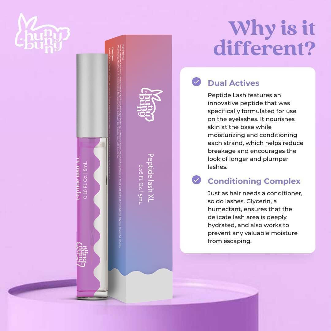 Hunny Bunny Peptide Lash XL - Eyelash Serum for Volume & Fullness - Non-Irritating Formula | 60-Day Supply (5mL) Made in USA