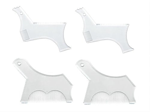 4PCS Men's Beard Shaping Tool Template, Beard Guide Shaper with Inbuilt Comb, Multi-liner Edges Shave for Curve/Straight/Neckline/Goatee/Sideburns (Clear-4pcs)