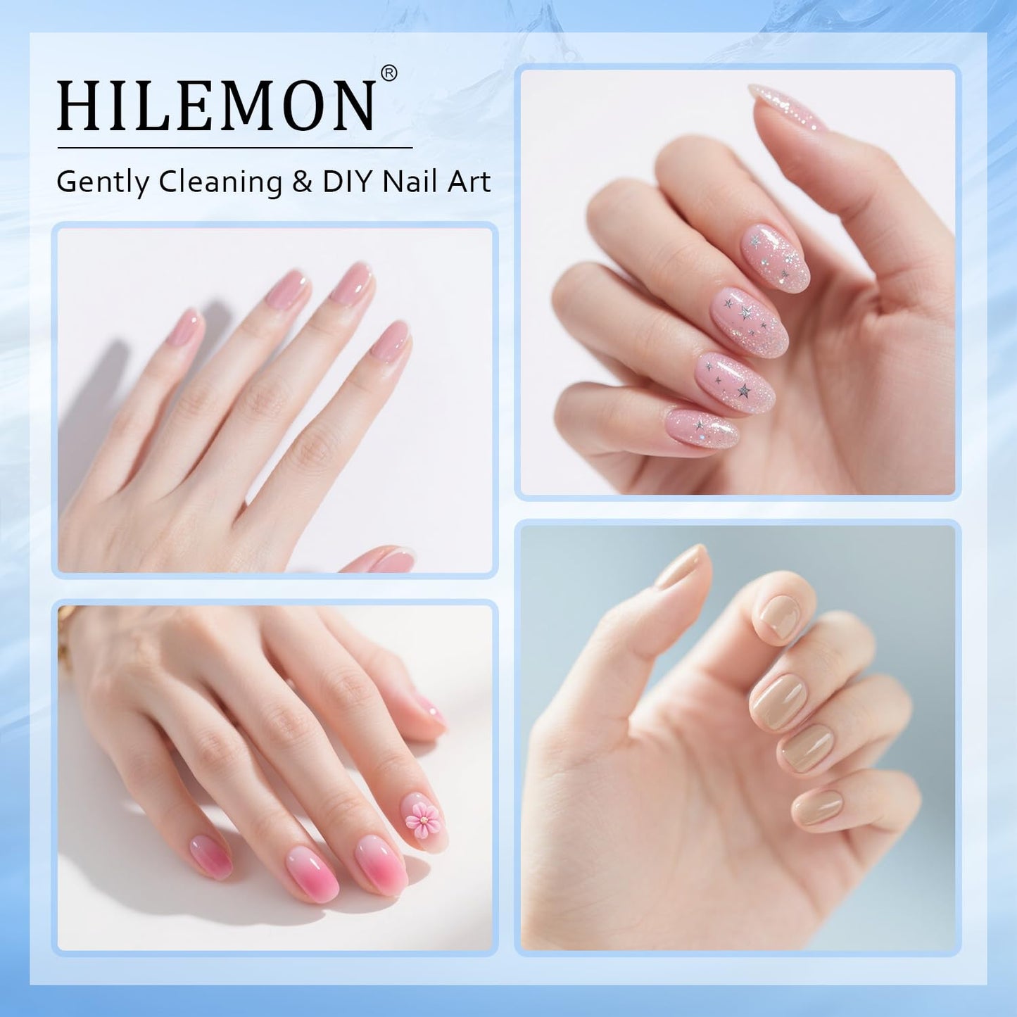 Skiennix Push-On Nail Cleaner - Gentle Surface Cleanser for Gel & Art | 160ml Pump Bottle