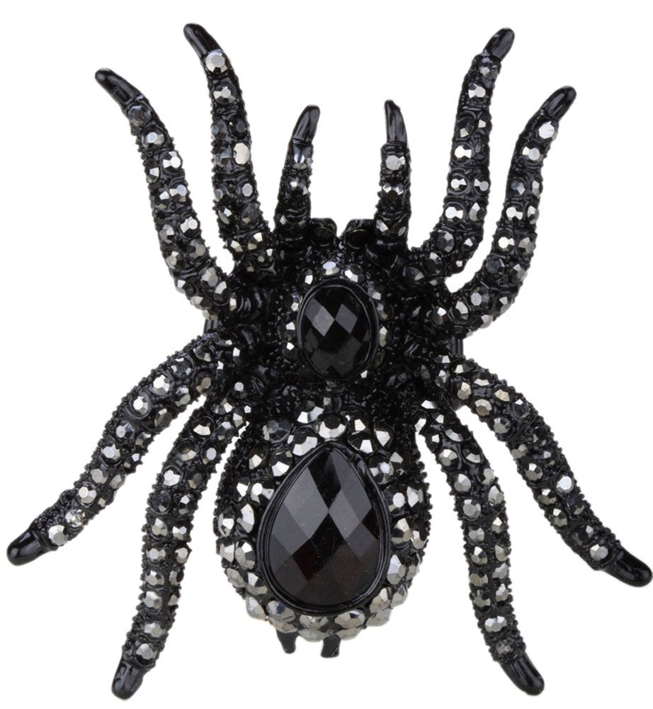 YACQ Women's Spider Stretch Rings Fit Finger Size 6.5 To 9 - Elastic Soft Band Perfect for Arthritis - Silk Scarf Holders - Lead & Nickle Free - 2-1/4 x 2-1/4 Inches - Halloween Costume Accessories