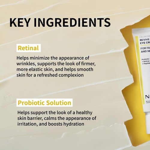 NIDA Revive Eye Cream - Probiotic Retinal Peptide Formula for Wrinkles & Fine Lines | 1.35 fl. oz. (40ml)