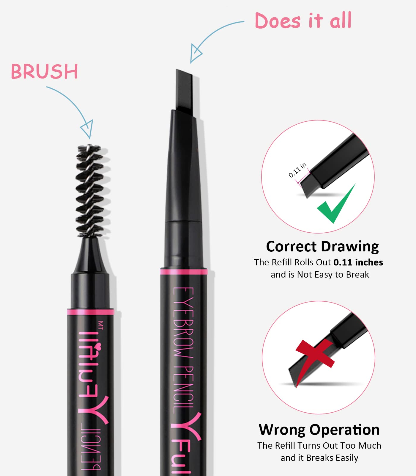 Yfulfill Black Eyebrow Pencil - Women's Waterproof Brow Pencils
