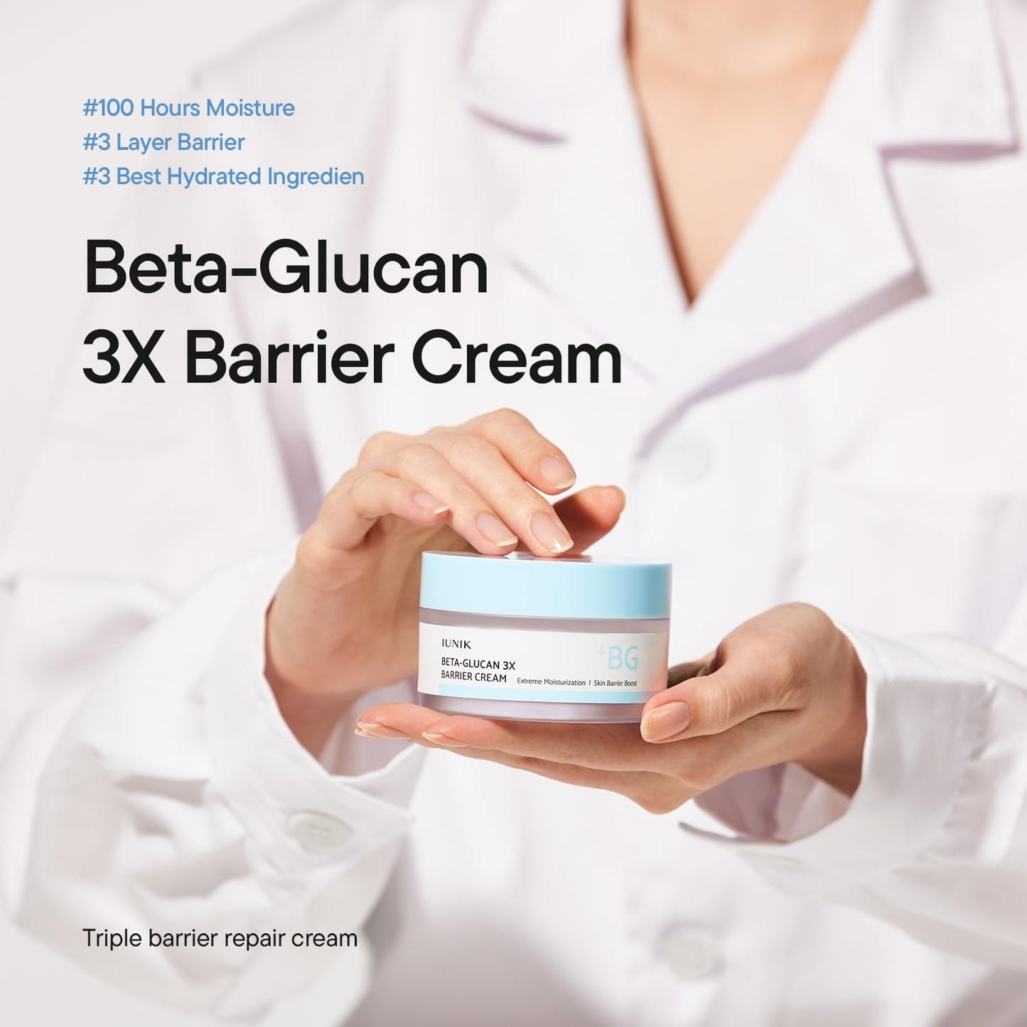IUNIK Beta-Glucan Moisture Cream - Deep Hydration & Barrier Strengthening for Sensitive Skin | 3x Formula