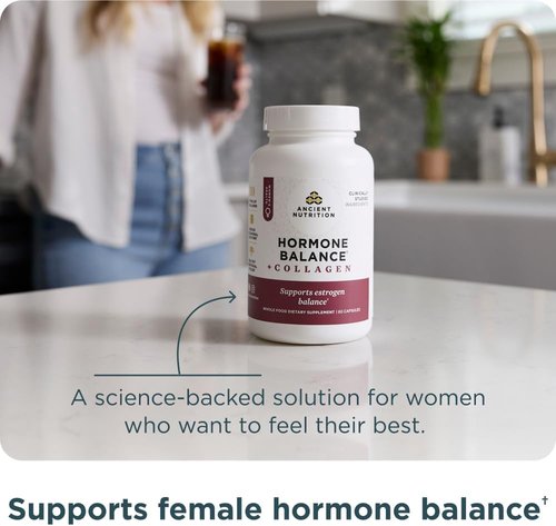 Ancient Nutrition Hormone Balance Supplement - Hydrolyzed Collagen Peptides for Energy & Hormonal Support | 60 Capsules
