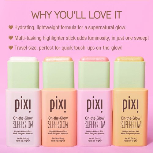 Pixi On-the-Glow SuperGlow - Hydrating Highlighter Stick in Gilded Gold | Paraben-Free | 19g / 0.6oz