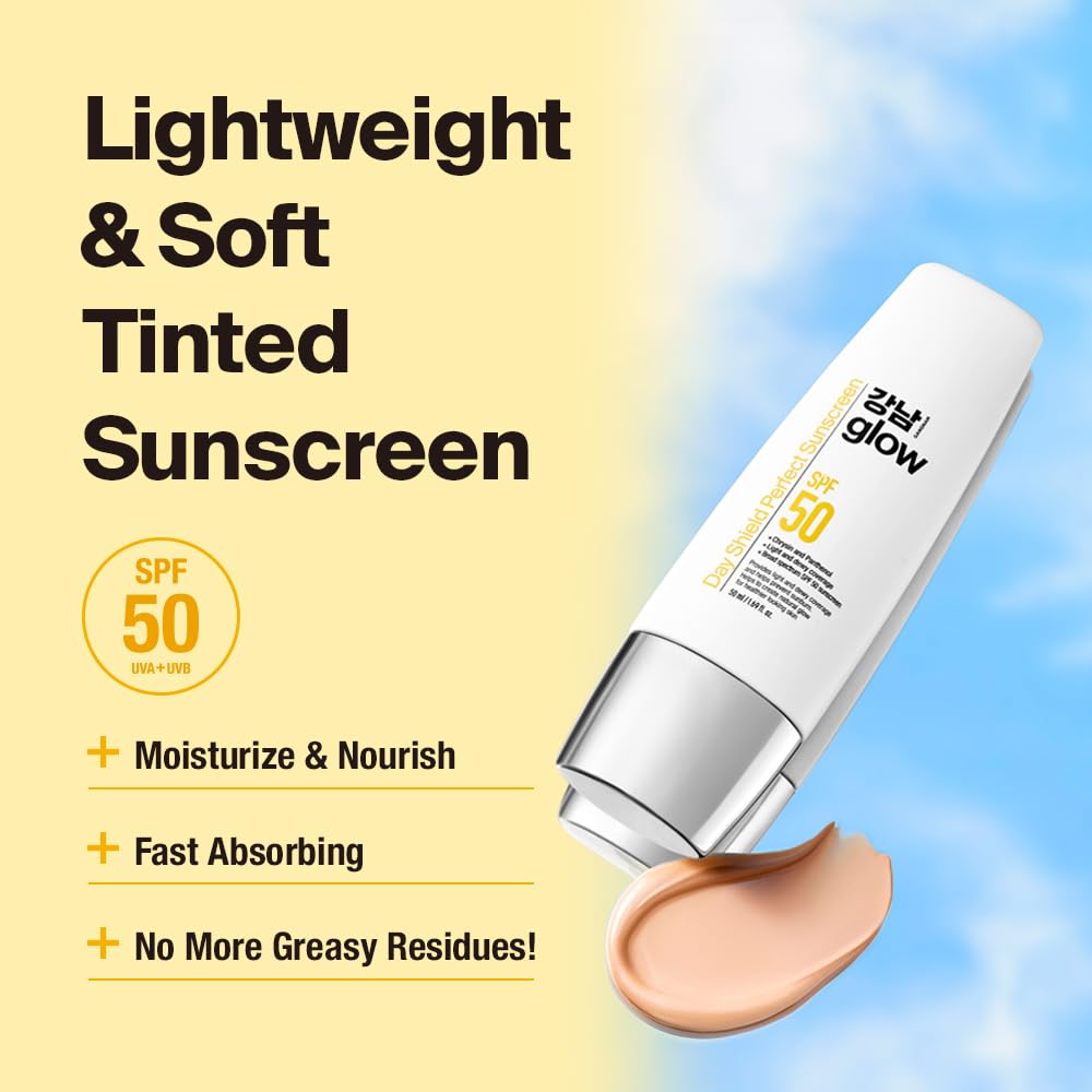 GANGNAM GLOW Sunscreen SPF 50 - Tinted Zinc Oxide Moisturizer for All Skin Types | Quick Absorption, 1.69 fl oz