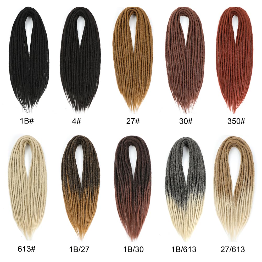 Aguacor Straight Dreadlocks Synthetic Double Ended Dreadlock Extensions 24inches 10 Strands Width 1.2cm Soft Black to Blonde DE Dreadlock Extensions for Women (10 Strands, 1B/613)