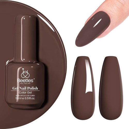 Beetles Brown Gel Nail Polish – 15ml Dark Brown Gel Polish, Soak Off Uv LED Nail Lamp Nail Art Manicure Gift for Women