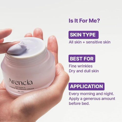 ARENCIA Hyssop Blurring Cream - Intense Collagen Face Moisturizer & Night Repair for Anti-Aging | 1oz