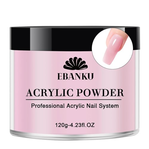 EBANKU Acrylic Powder - Pink 120g | Long-Lasting 3D Nail Extensions & Carving, No Lamp Needed