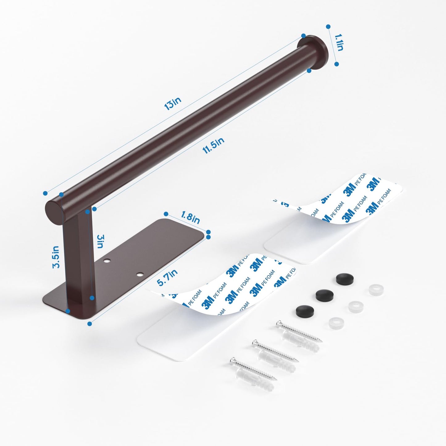 ASTOFLI Paper Towel Holder Under Cabinet No Drilling, Self Adhesive Paper Towel Holder Wall Mount for Kitchen Rack, Under Counter Napin Holder No Drill, 304 Stainless Steel Matte Black