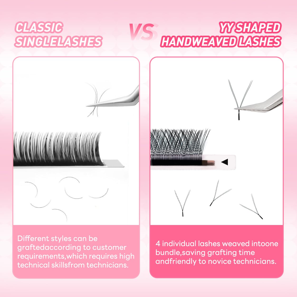 YY Eyelash Extension y Lashes 0.05mm C Curl 12mm Premade Fans Volume Y Shape Faux Mink Matte 12 rows Cluster pre Fanned Soft Eye Lashes