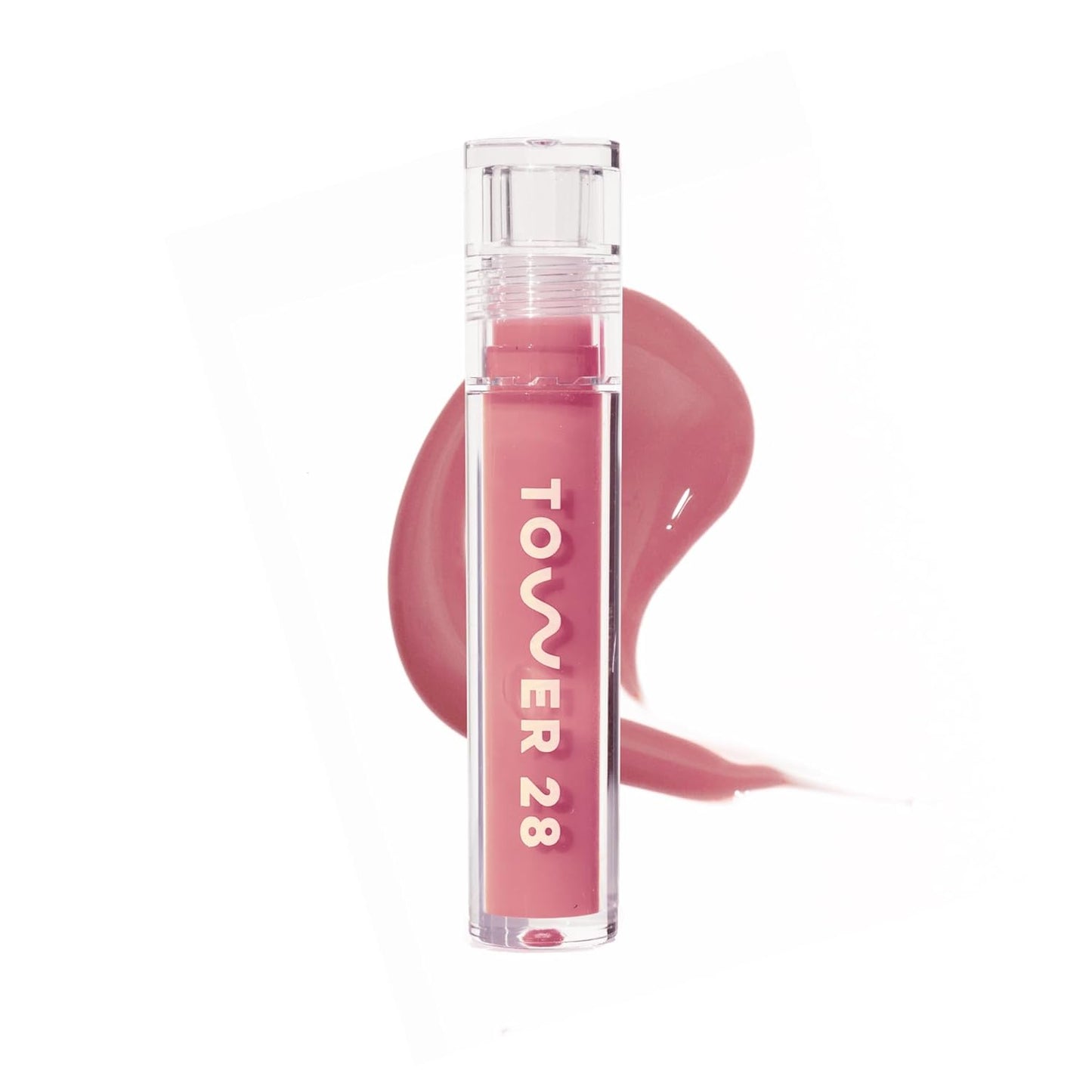 Tower 28 ShineOn Lip Gloss Jelly - Hydrating Tinted Lip Balm for Sensitive Lips - Non-Sticky High-Shine Formula - Pistachio Nude Pink (0.13 oz)