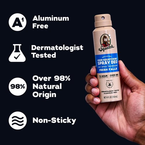 Dr. Squatch Natural Men’s Deodorant - Quick Dry, Aluminum-Free, Dermatologist-Tested | Fresh Falls, 4oz (2-Pack)
