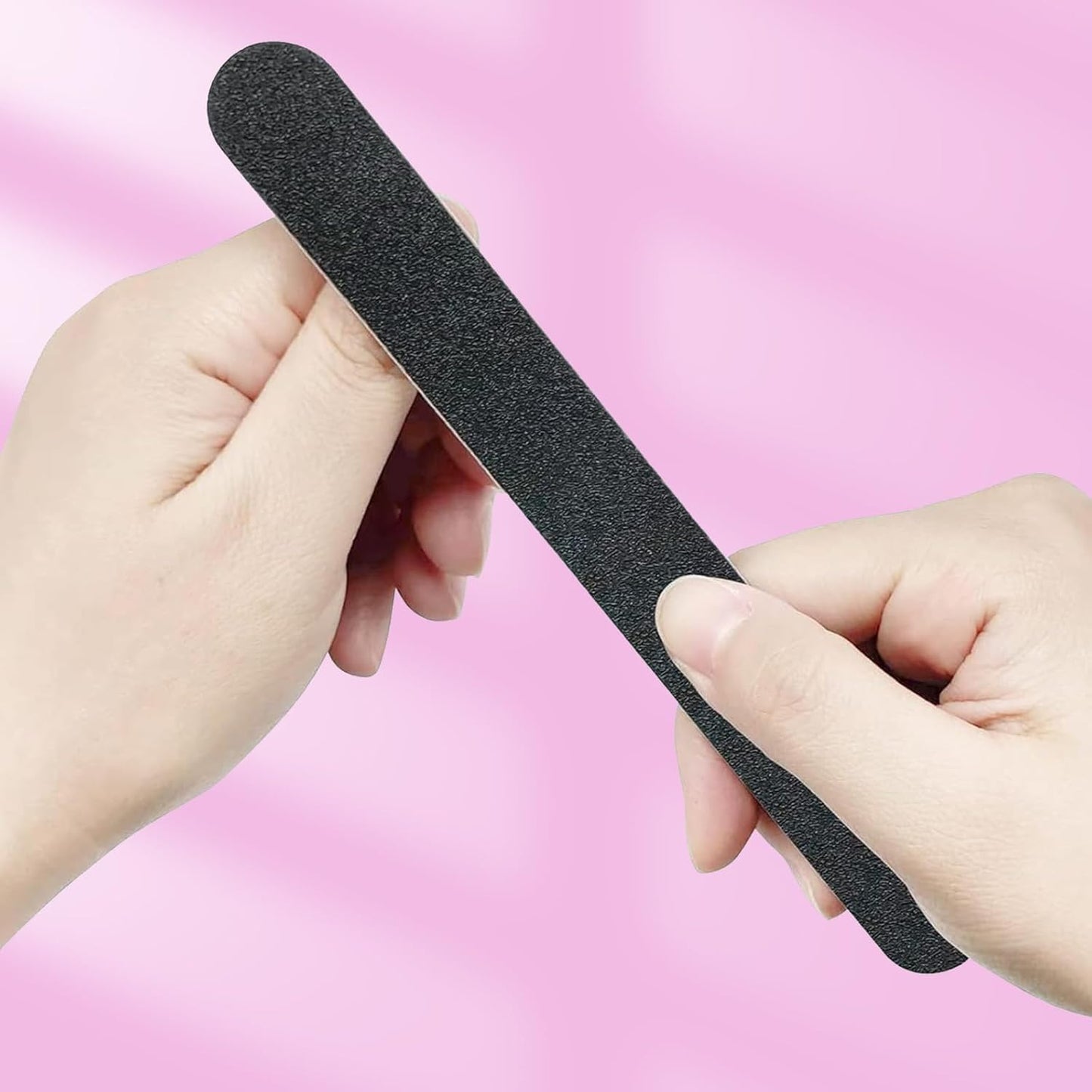 Skiennix 10 PCS Nail Files - Double-Sided 100/180 Grit Emery Boards for Acrylic Nails | Black