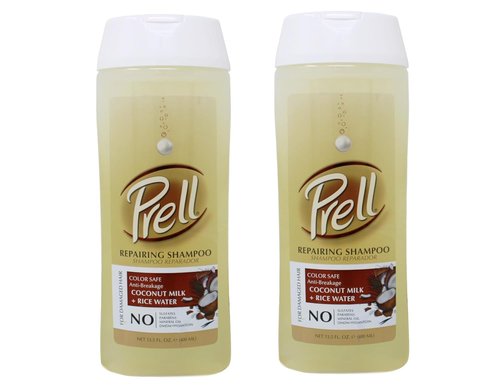 Prell Coconut Milk + Rice Water Shampoo - Color Safe Anti-Breakage Repair for Damaged Hair | 13.5 fl. oz (Pack of 2)
