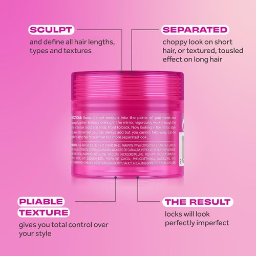 Lee Stafford Hair Styling Pomade - Lightweight Pliable Shaping Wax Paste for All Lengths, Firm Hold & Texturizing