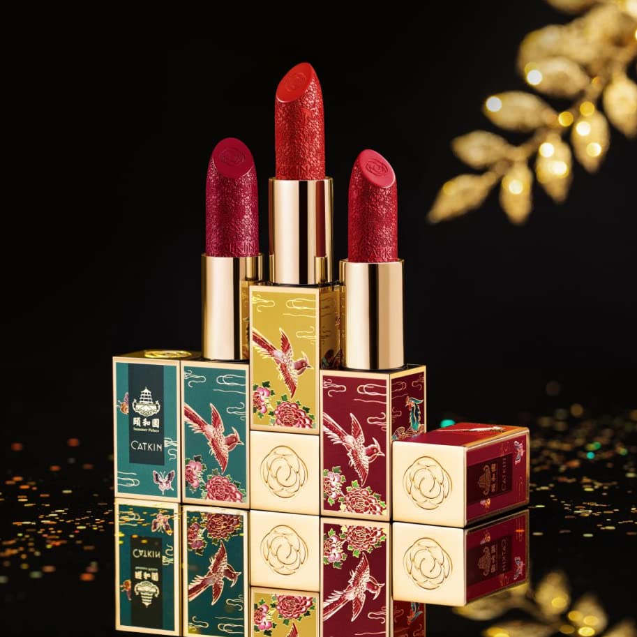 CATKIN Carving Lipstick Set Matte Red Orange Long Lasting Moisturizing Lip Stick Makeup Gift (SUMMER PALACE)