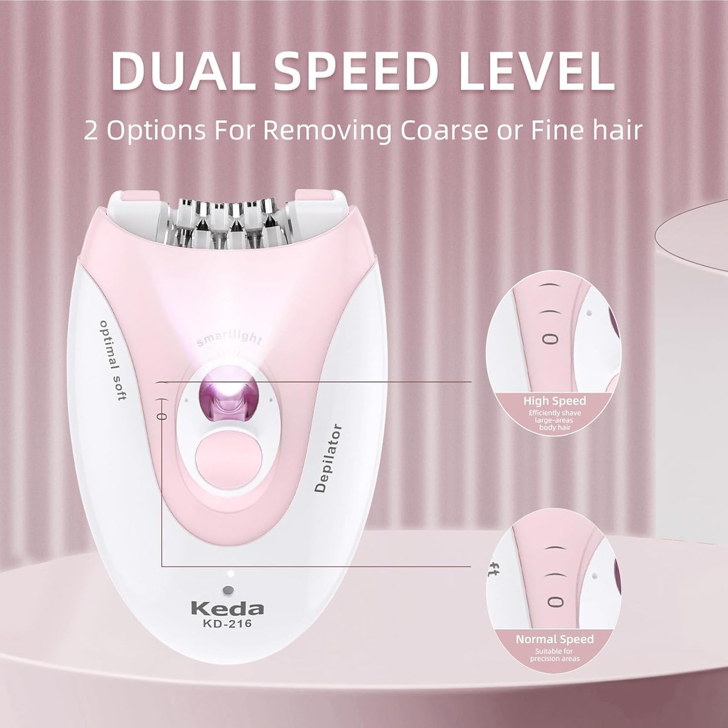 Skiennix Epilator for Women - 2 Speed Face Trimmer for Smooth, Hair-Free Skin | Ideal for Bikini, Arms, and Legs