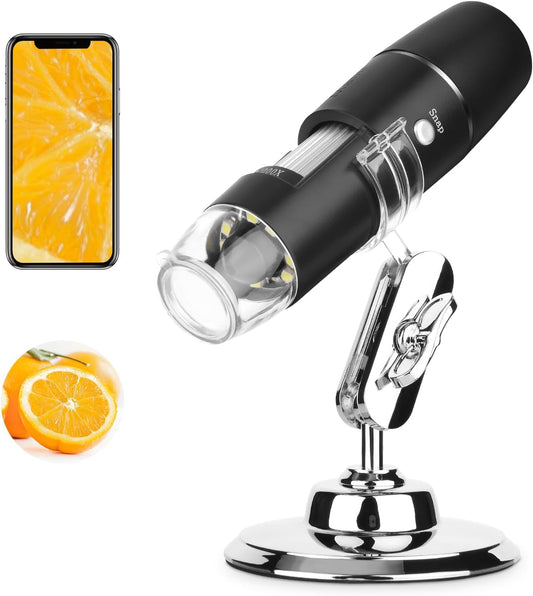 Skiennix Handheld Digital Microscope - Wireless & Portable 50x-1000x Magnification | 360° Rotating Stand for iOS/Android