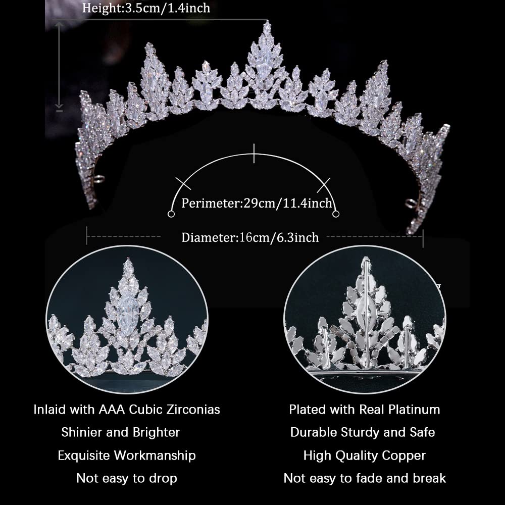 FASNAHOK CZ Wedding Bride Crowns Princess Prom Party Tiaras Sweet 16 Birthday Headpiece Cubic Zirconia Hair Accessories