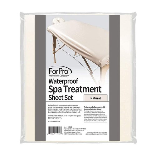 ForPro Professional Collection Waterproof Massage Table Cover - Machine Washable Spa Treatment Sheet Set | Natural