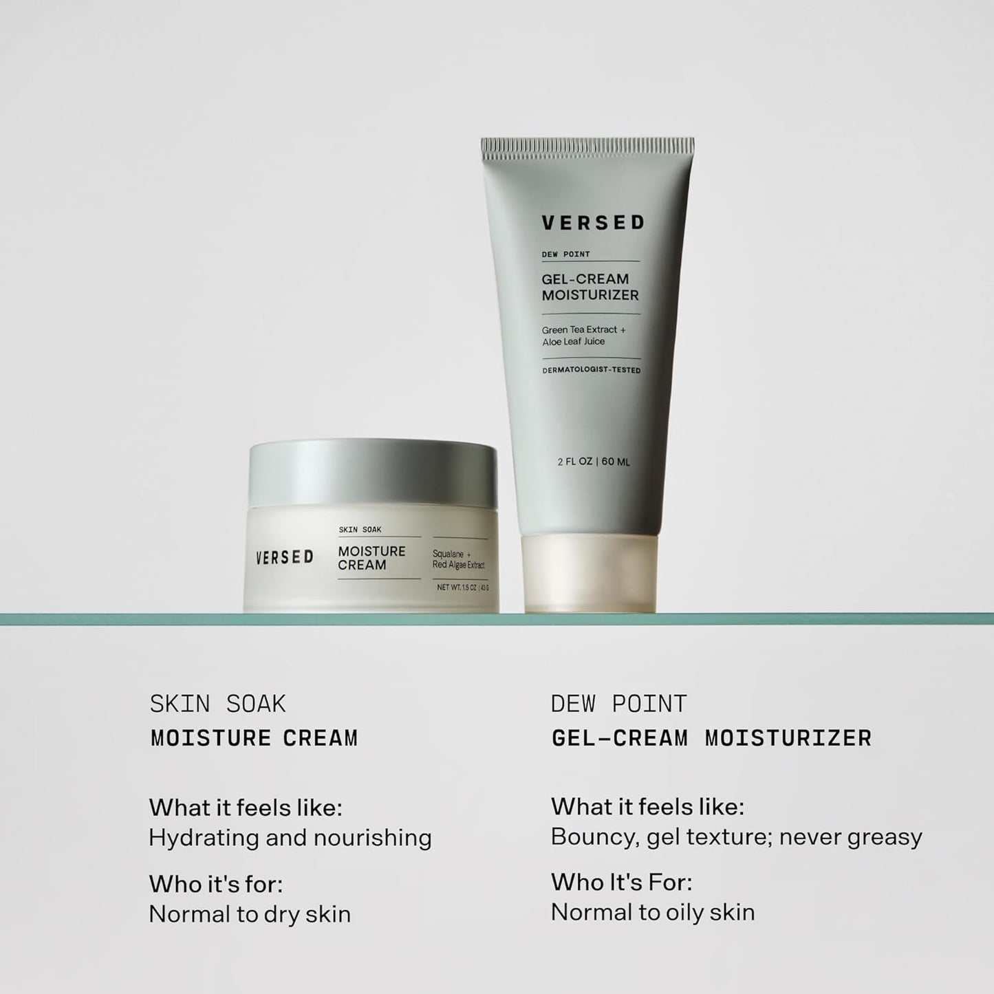 Versed Dew Point Gel Moisturizer - Antioxidant-Rich Gel Cream with Green Tea & Aloe - Fast Absorbing, Vegan (2 fl oz)