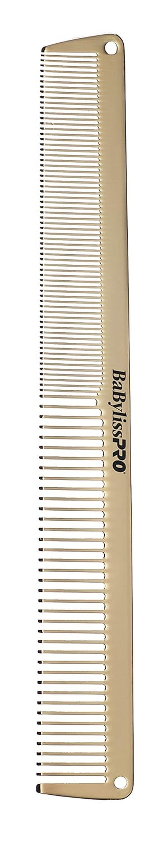 BaBylissPRO GoldFX Metal Comb - Durable Barber Tool for Precision Styling and Grooming