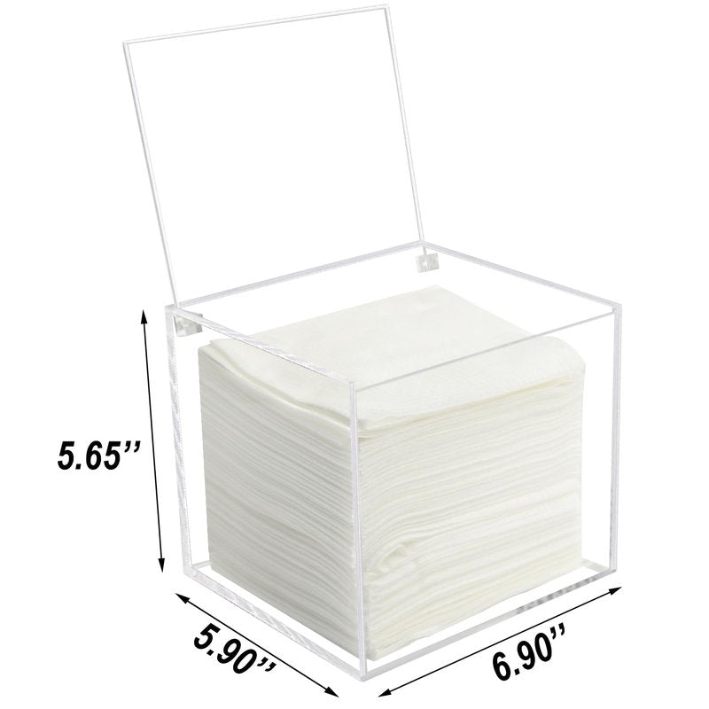 Watpot Disposable Face Towel Storage Box Compatible with Facial Towel XL, Acrylic Disposable Face Towelette Holder Container, Clear