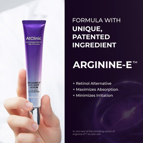 DOMINAS AtClinic Arginine-E Eye Shot Serum - Eye Bag & Puffiness Reducer with Caffeine, Niacinamide, Cooling Guasha Tip, Dark Circles & Firming, Anti-Aging, Korean Skincare, 0.67 fl oz