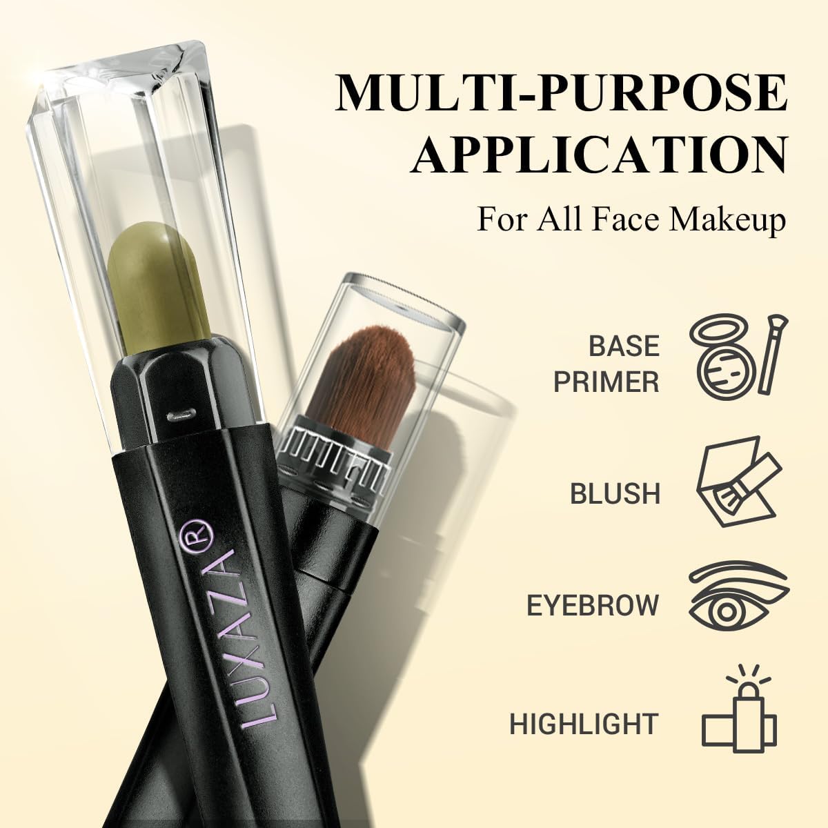 Cream Single Eyeshadow Stick with Blending Brush, Hypoallergenic Eye Shadow Sticks Makeup, Pro Waterproof & Long Lasting Eye Brightener Stick, Eyeshadow Pencil Crayon Shimmer #74