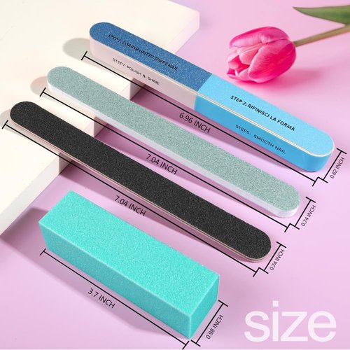 FANDAMEI Nail File Kit - 20PCS Professional Buffers & 7-Way Files for Perfect Manicure | 100/180 Grit