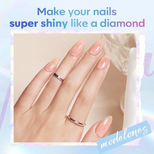 Modelones Gel Top Coat - 2026 Upgrade Super Shiny No Wipe Base & Top Gel Polish | 15 ml