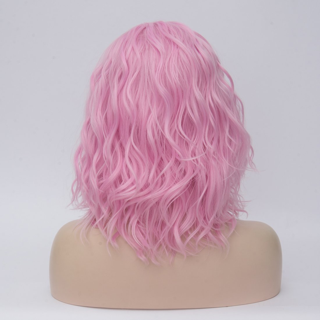 MAGQOO Pink Wig for Women Short Pink Wig Pink Bob Wig Short Curly Wavy Pink Hair Wigs Synthetic Halloween Cosplay Costume Party Wigs